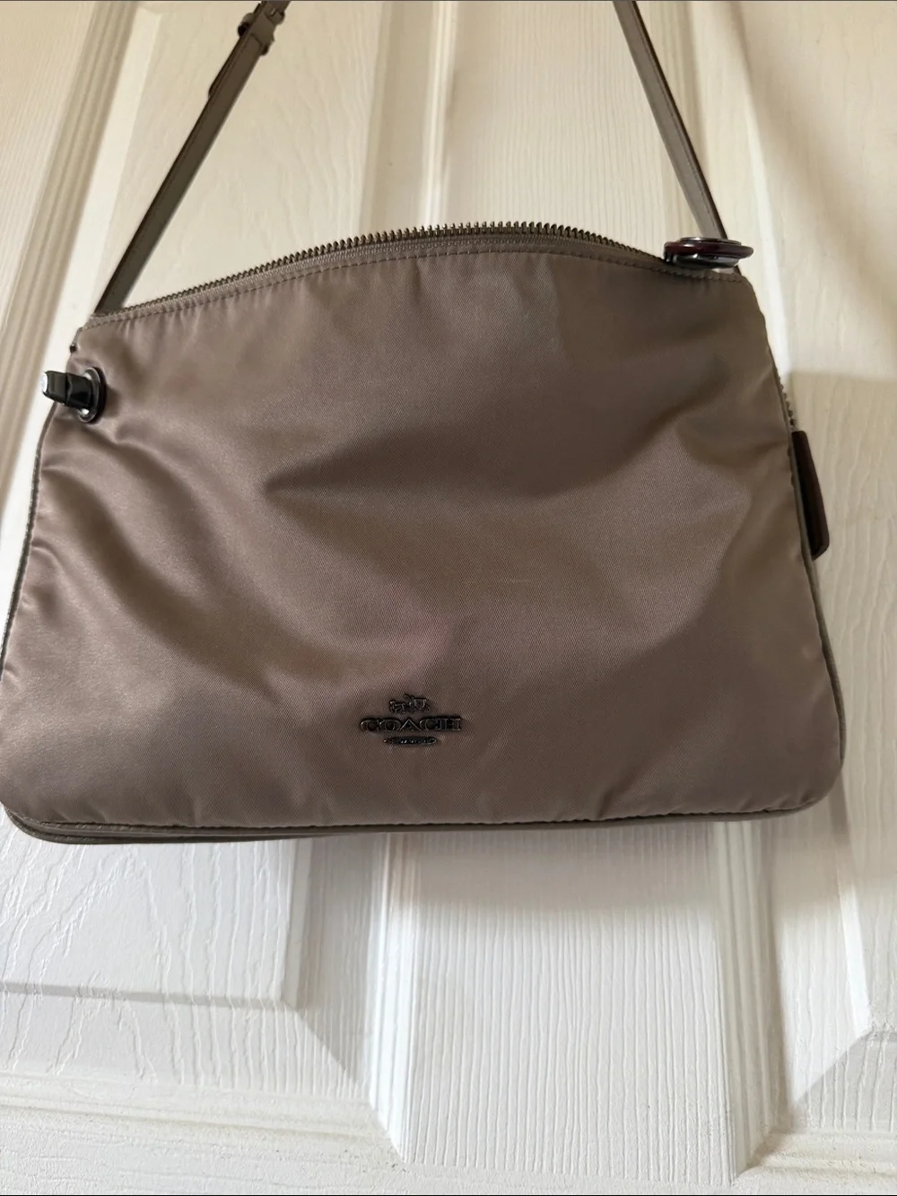 COACH Taupe/Nude Nylon Crossbody Shoulder Bag
